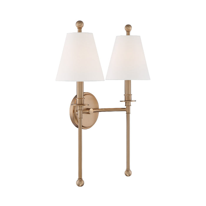 Crystorama RIV-383-AG Two Light Wall Sconce, Aged Brass