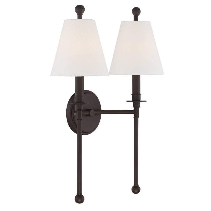 Crystorama RIV-383-DB Two Light Wall Sconce, Dark Bronze