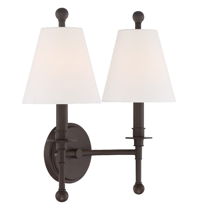 Crystorama RIV-383-DB Two Light Wall Sconce, Dark Bronze