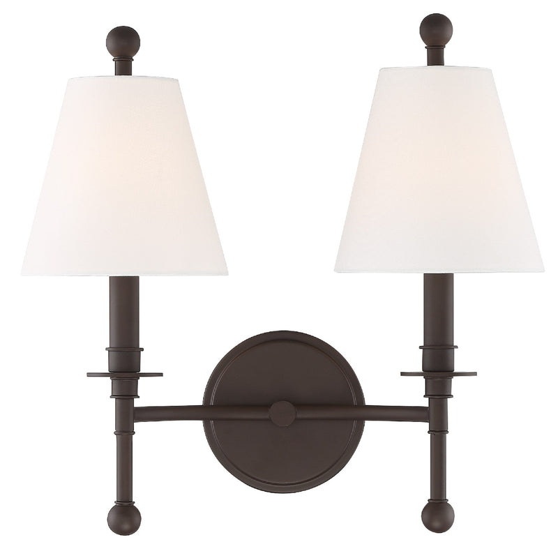 Crystorama RIV-383-DB Two Light Wall Sconce, Dark Bronze
