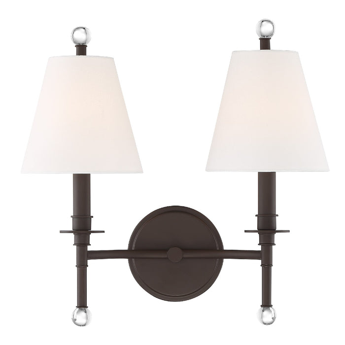 Crystorama RIV-383-DB Two Light Wall Sconce, Dark Bronze
