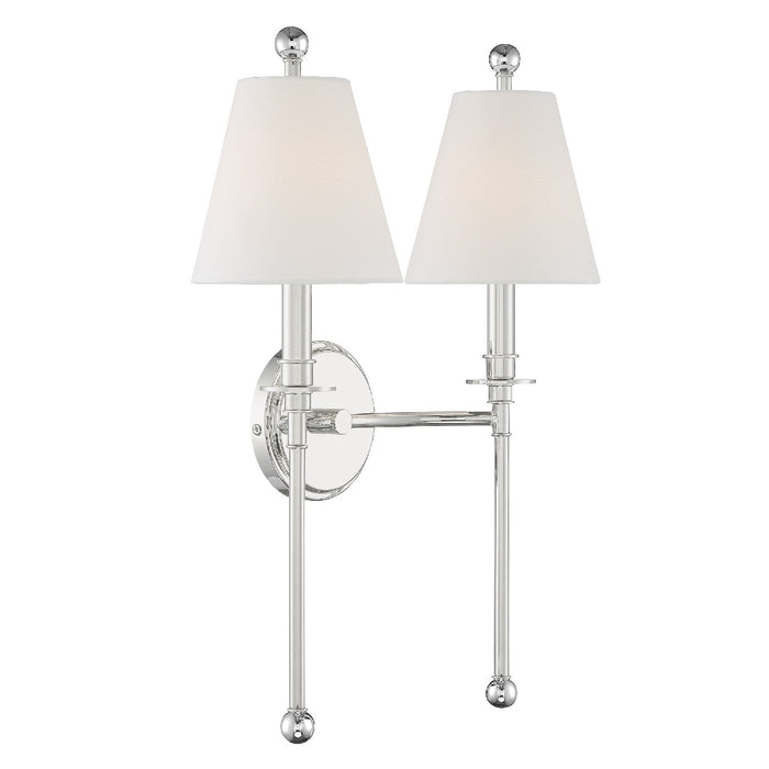 Crystorama RIV-383-PN Two Light Wall Sconce, Polished Nickel