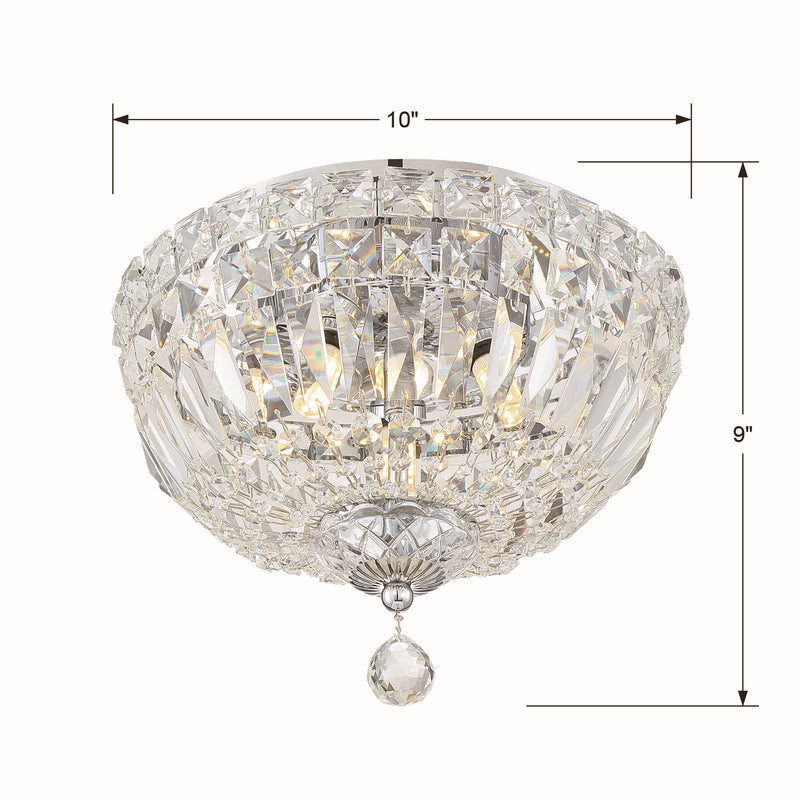Crystorama ROS-A1003-CH-CL-MWP Three Light Flush Mount, Polished Chrome