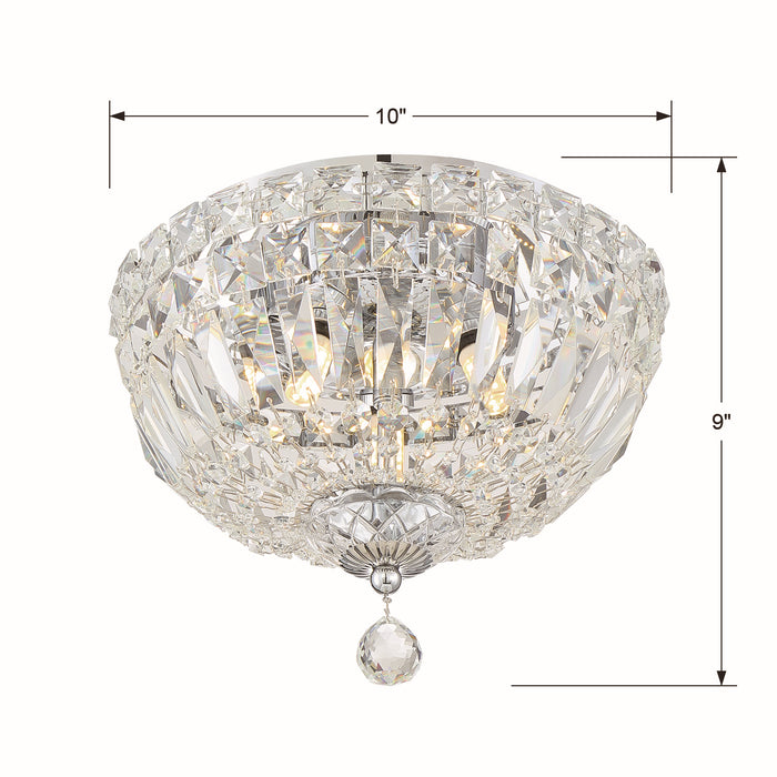 Crystorama ROS-A1003-CH-CL-MWP Three Light Flush Mount, Polished Chrome