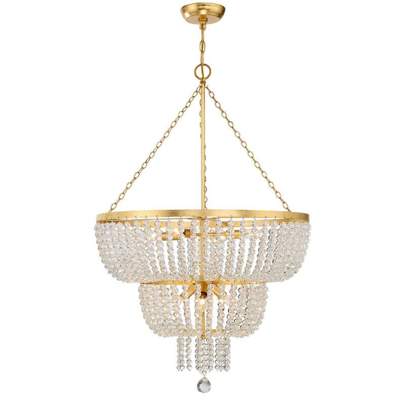 Crystorama 610-GA Eight Light Chandelier, Antique Gold