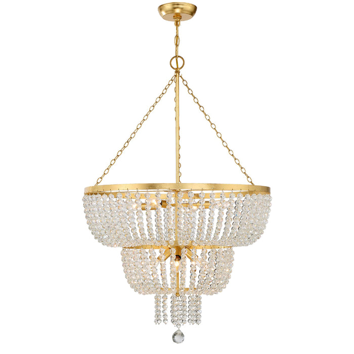 Crystorama 610-GA Eight Light Chandelier, Antique Gold