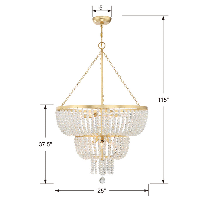 Crystorama 610-GA Eight Light Chandelier, Antique Gold