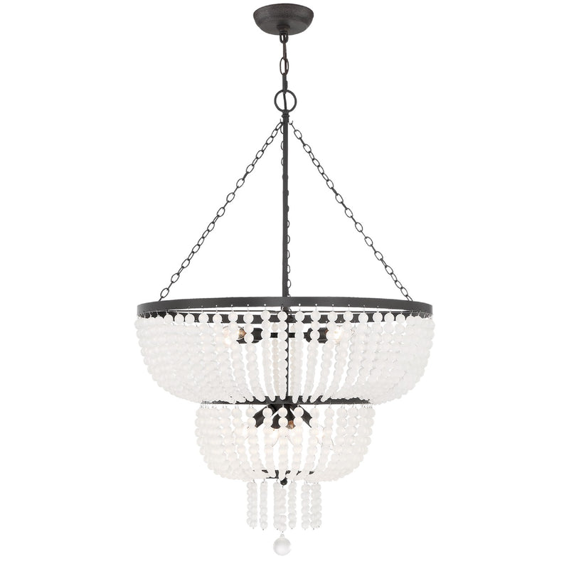 Crystorama 610-MK Eight Light Chandelier, Matte Black