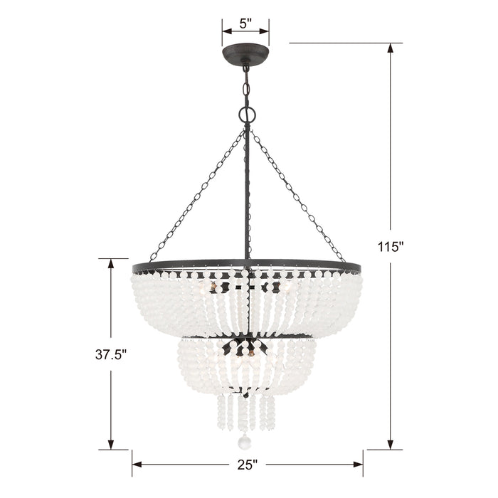 Crystorama 610-MK Eight Light Chandelier, Matte Black