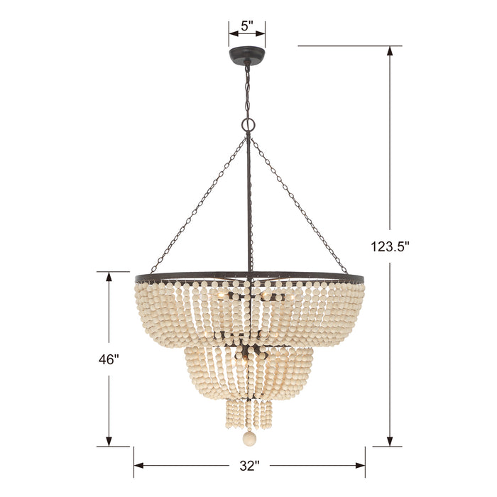 Crystorama 612-FB 12 Light Chandelier, Forged Bronze