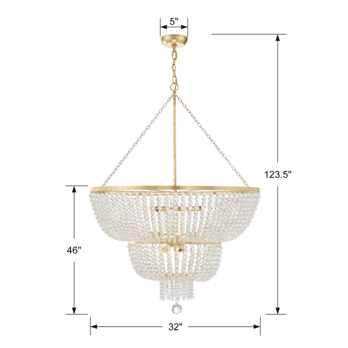 Crystorama 612-GA 12 Light Chandelier, Antique Gold