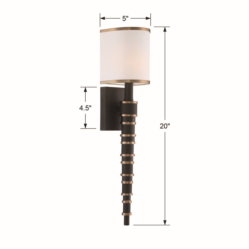 Crystorama SLO-A3601-VG-BF One Light Wall Sconce, Vibrant Gold + Black Forged