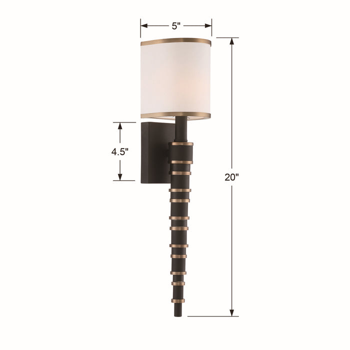 Crystorama SLO-A3601-VG-BF One Light Wall Sconce, Vibrant Gold + Black Forged