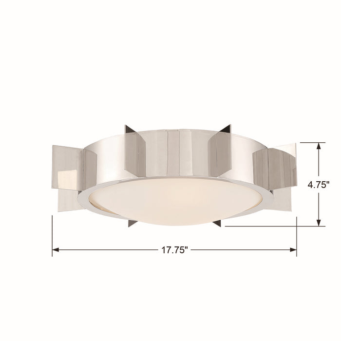 Crystorama SOL-A3103-PN Three Light Flush Mount, Polished Nickel