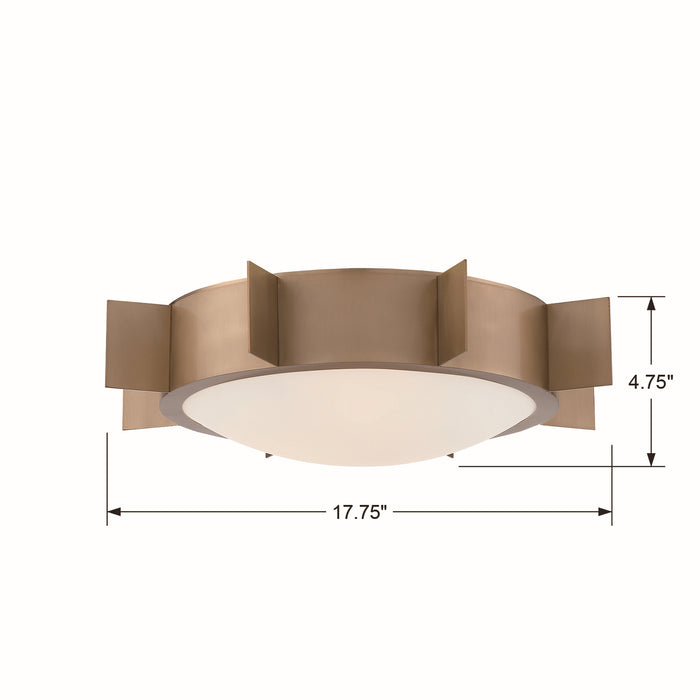 Crystorama SOL-A3103-VG Three Light Flush Mount, Vibrant Gold