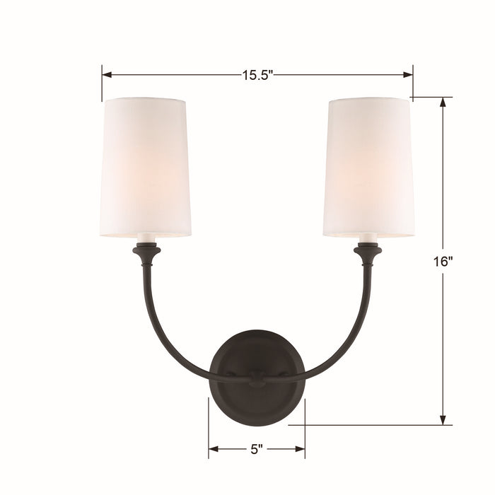 Crystorama 2242-BF Two Light Wall Sconce, Black Forged