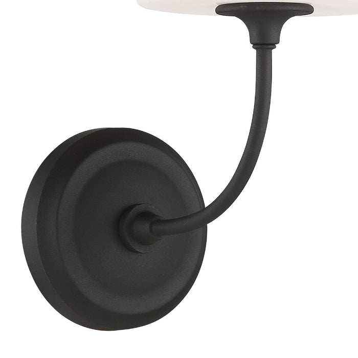 Crystorama 2441-OP-BF One Light Wall Sconce, Black Forged