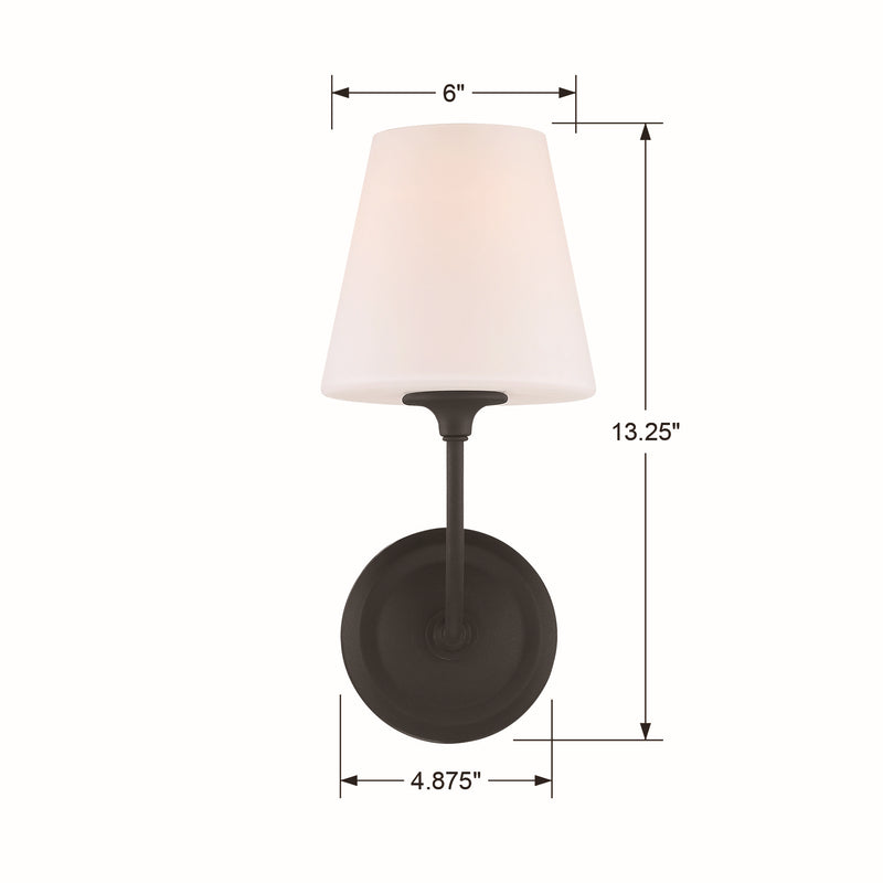 Crystorama 2441-OP-BF One Light Wall Sconce, Black Forged