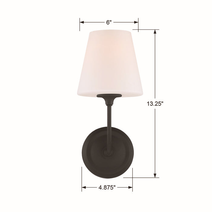 Crystorama 2441-OP-BF One Light Wall Sconce, Black Forged