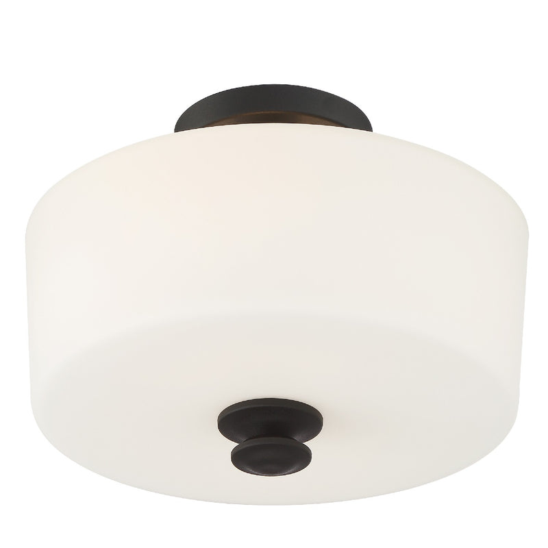 Crystorama TRA-A3302-BF Two Light Semi Flush Mount, Black Forged