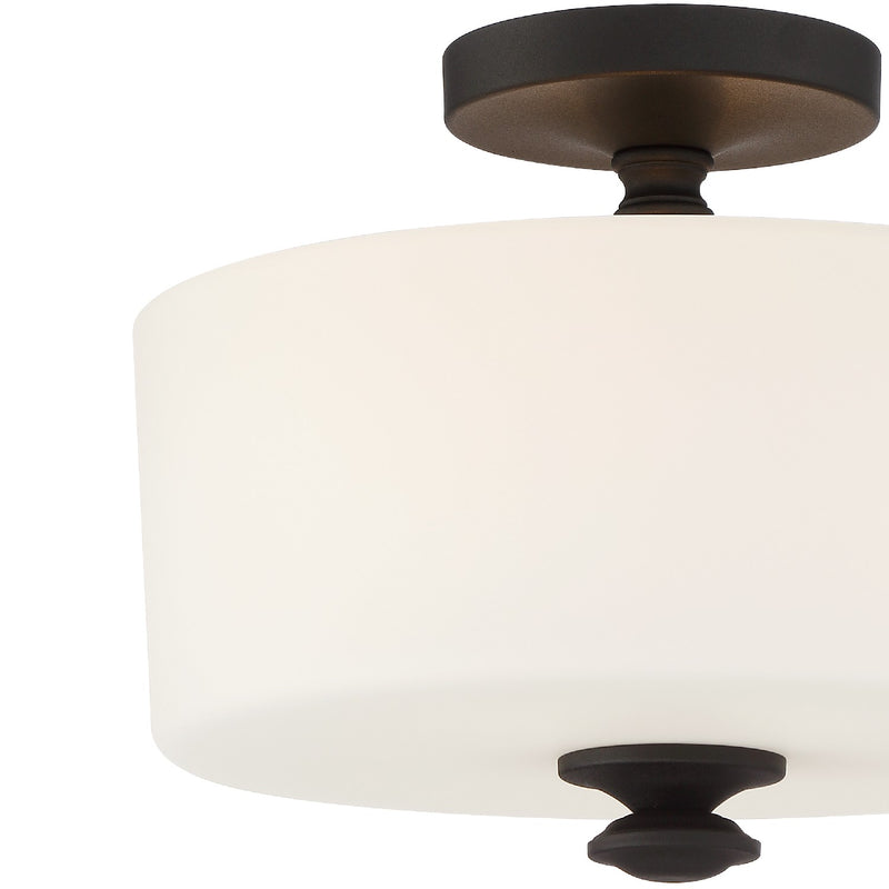 Crystorama TRA-A3302-BF Two Light Semi Flush Mount, Black Forged