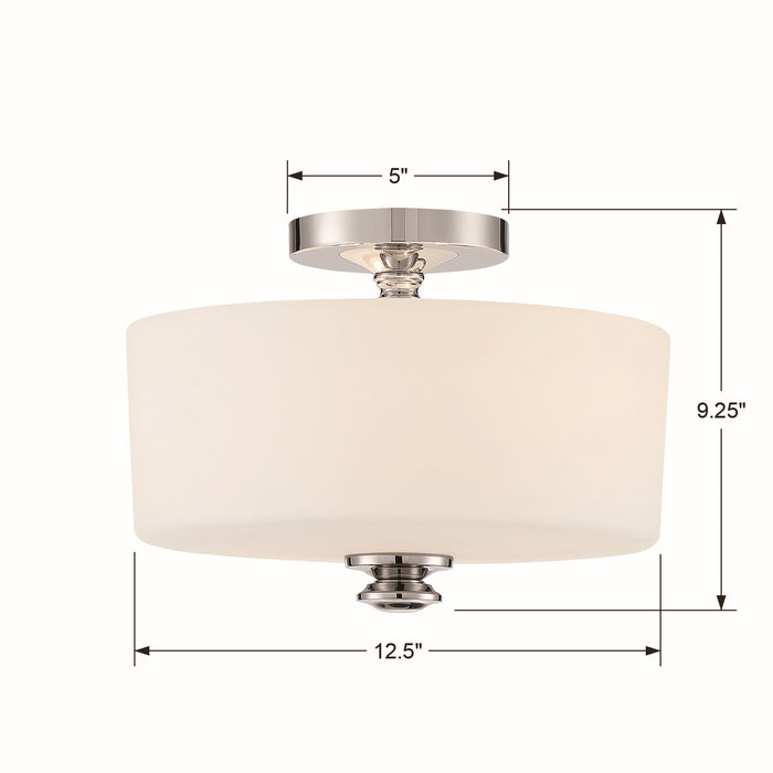 Crystorama TRA-A3302-PN Two Light Semi Flush Mount, Polished Nickel