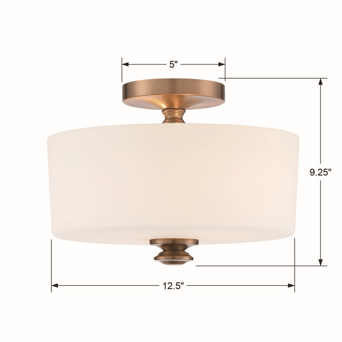Crystorama TRA-A3302-VG Two Light Semi Flush Mount, Vibrant Gold