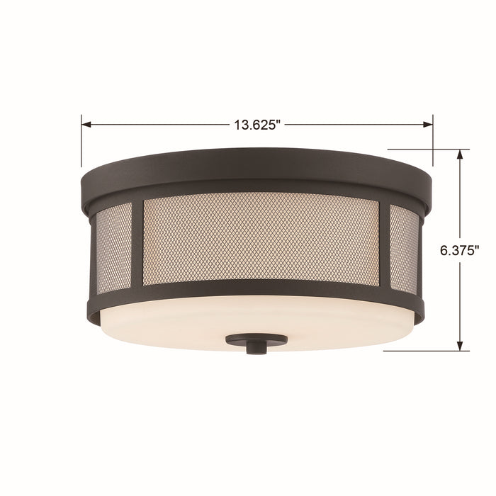 Crystorama TRV-A3802-BF Two Light Flush Mount, Black Forged