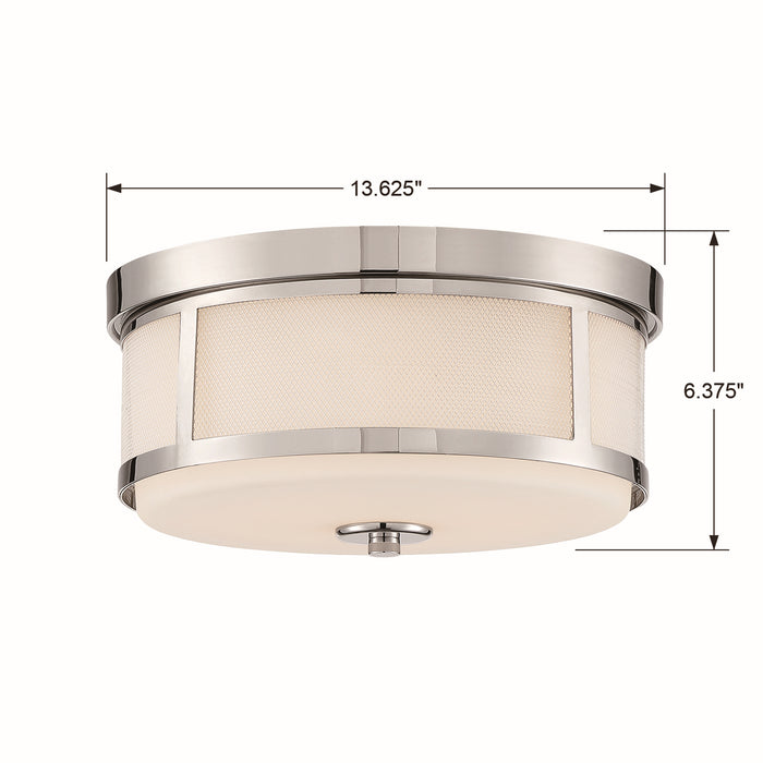 Crystorama TRV-A3802-PN Two Light Flush Mount, Polished Nickel