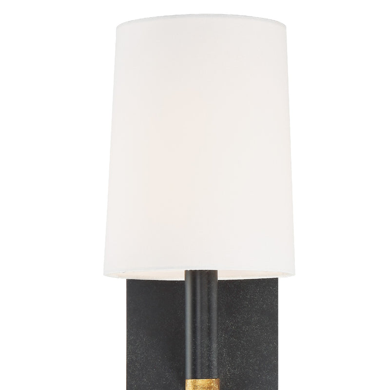 Crystorama WES-9901-BK-GA One Light Wall Sconce, Black + Antique Gold