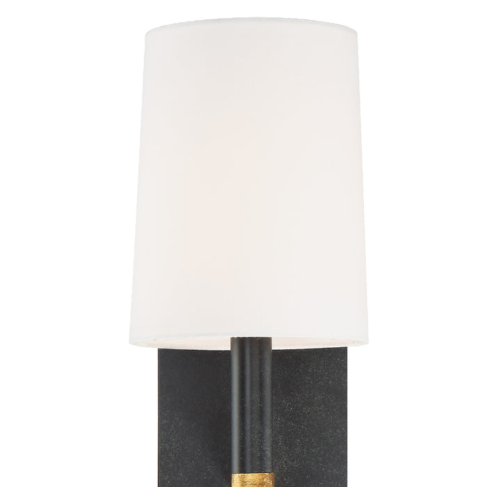 Crystorama WES-9901-BK-GA One Light Wall Sconce, Black + Antique Gold