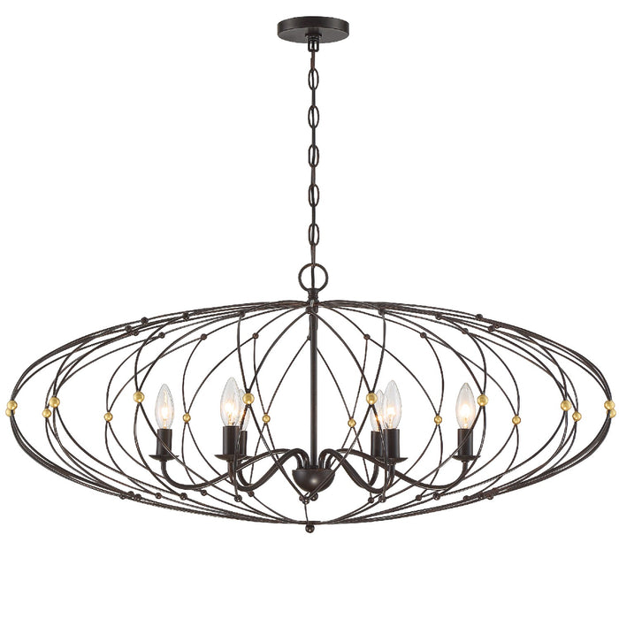 Crystorama ZUC-A9036-EB-GA Six Light Chandelier, English Bronze + Antique Gold