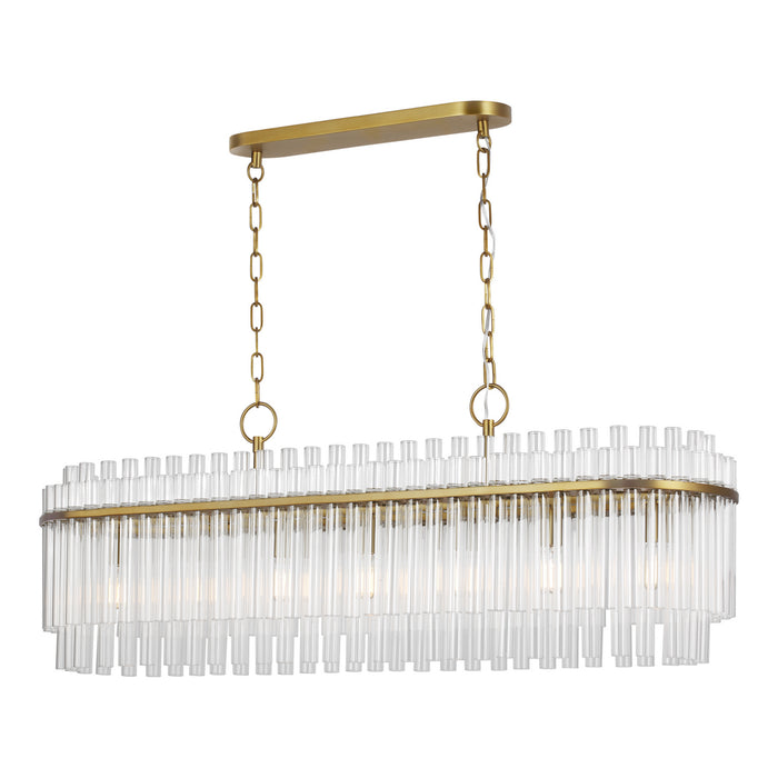 Visual Comfort Studio CC1307BBS Seven Light Linear Chandelier, Burnished Brass