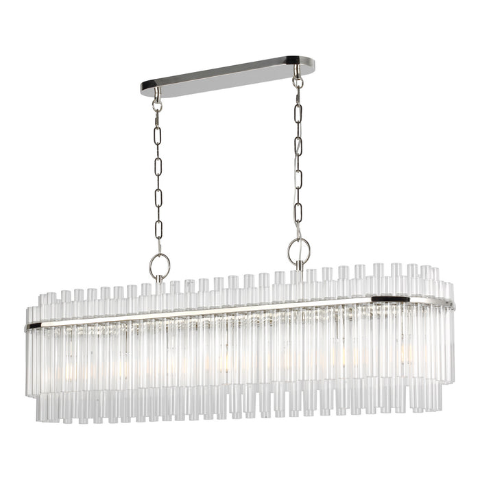 Visual Comfort Studio CC1307PN Seven Light Linear Chandelier, Polished Nickel