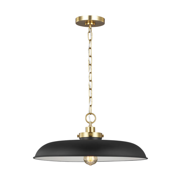 Visual Comfort Studio CP1231MBKBBS One Light Pendant, Midnight Black and Burnished Brass