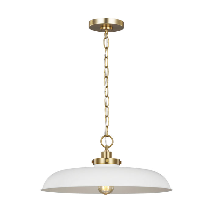 Visual Comfort Studio CP1231MWTBBS One Light Pendant, Matte White and Burnished Brass