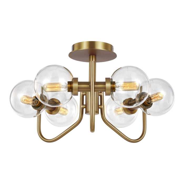 Visual Comfort Studio EF1036BBS Six Light Semi-Flush Mount, Burnished Brass