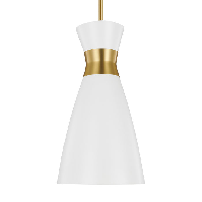 Visual Comfort Studio EP1221MWTBBS One Light Pendant, Matte White and Burnished Brass