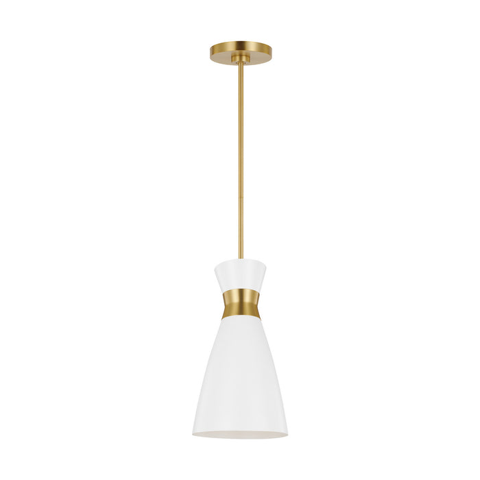 Visual Comfort Studio EP1221MWTBBS One Light Pendant, Matte White and Burnished Brass
