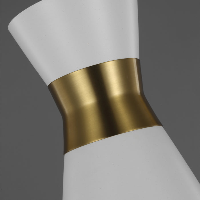 Visual Comfort Studio EP1221MWTBBS One Light Pendant, Matte White and Burnished Brass