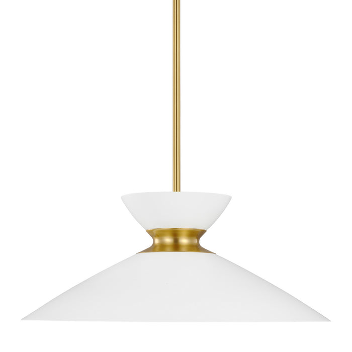 Visual Comfort Studio EP1231MWTBBS One Light Pendant, Matte White and Burnished Brass