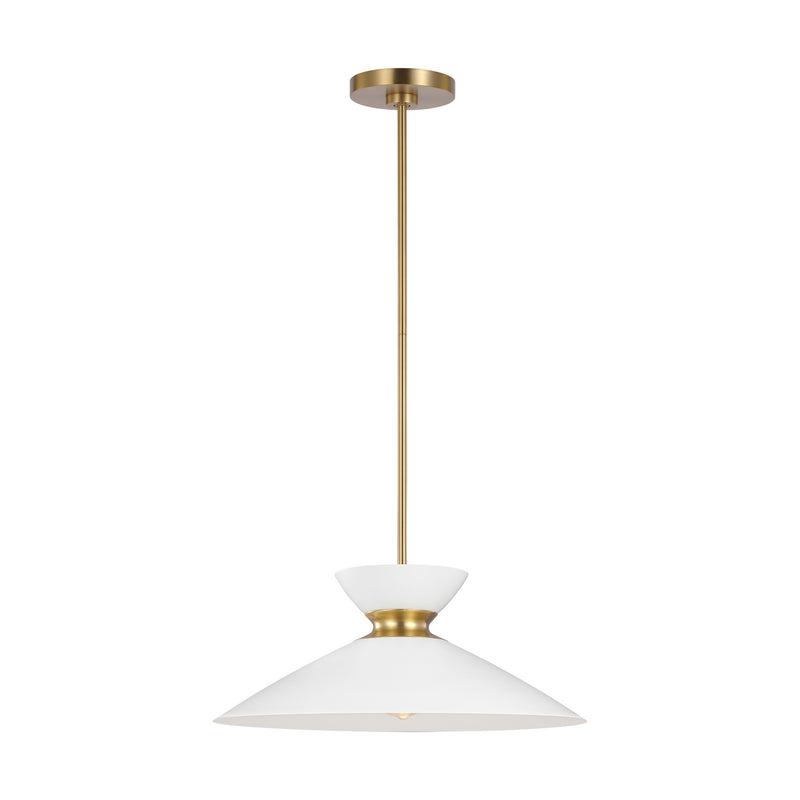 Visual Comfort Studio EP1231MWTBBS One Light Pendant, Matte White and Burnished Brass