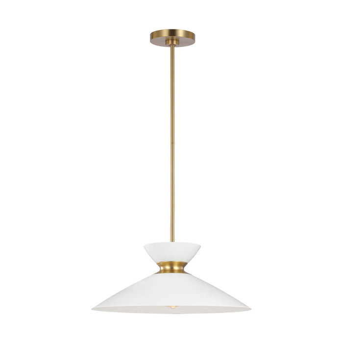 Visual Comfort Studio EP1231MWTBBS One Light Pendant, Matte White and Burnished Brass