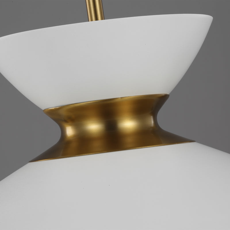 Visual Comfort Studio EP1231MWTBBS One Light Pendant, Matte White and Burnished Brass