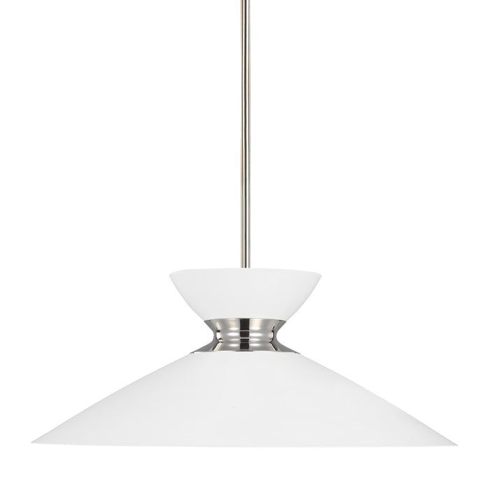Visual Comfort Studio EP1231MWTPN One Light Pendant, Polished Nickel