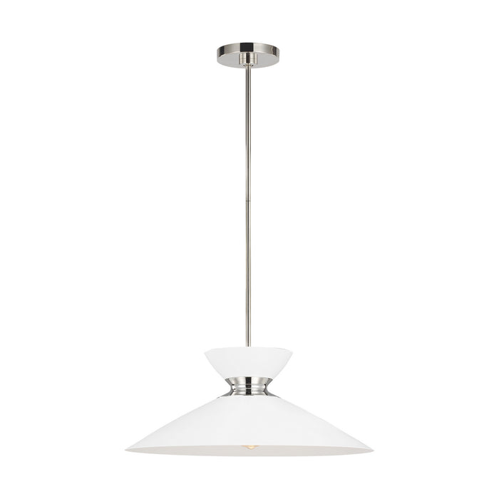 Visual Comfort Studio EP1231MWTPN One Light Pendant, Polished Nickel