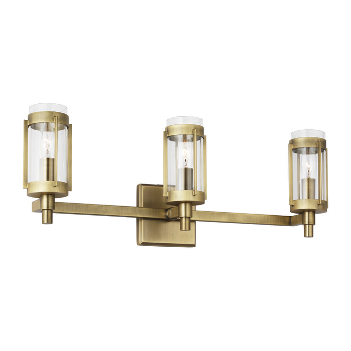 Visual Comfort Studio LV1023TWB Three Light Vanity, Time Worn Brass