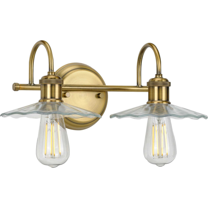 Progress Lighting P300287-163 Two Light Bath, Vintage Brass