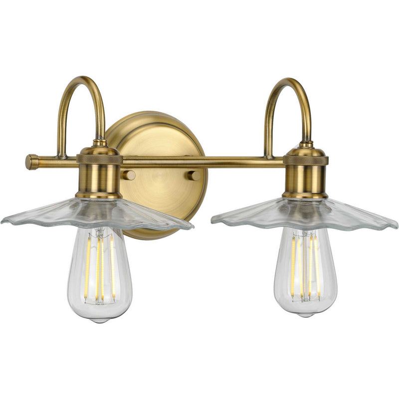 Progress Lighting P300287-163 Two Light Bath, Vintage Brass