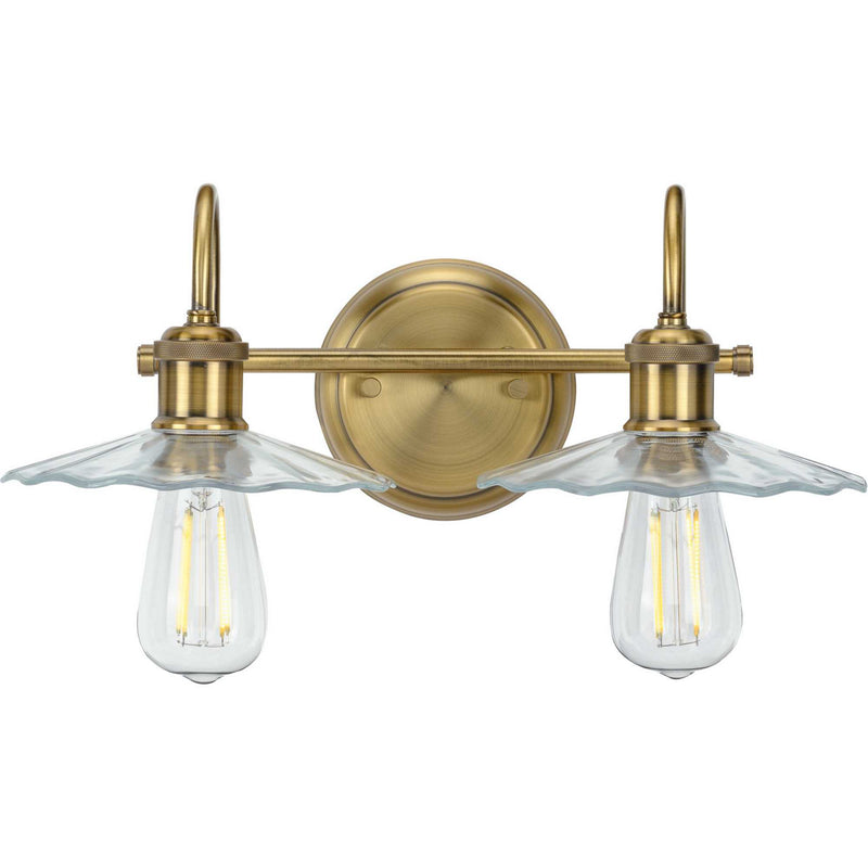 Progress Lighting P300287-163 Two Light Bath, Vintage Brass